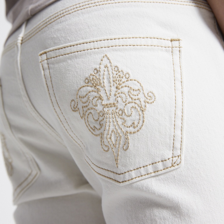Embroidery flare jeans "Skippy Flare Deco" White